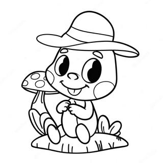 Cute Jiminy Cricket Sitting on a Mushroom Coloring Page | Jiminy Cricket coloring page