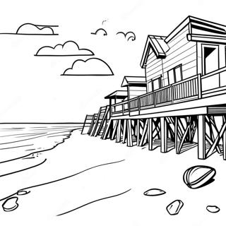 Outer Banks Beach Scene Coloring Page | Outer Banks coloring page