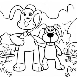 Wallace and Gromit in the Garden Coloring Page | Wallace and Gromit coloring page
