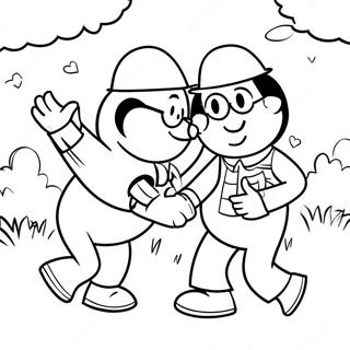Burt and Ernie Playing in the Park Coloring Page | Burt and Ernie coloring page