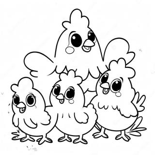 Cute Chicken Family Coloring Page | Chicken for Adults coloring page