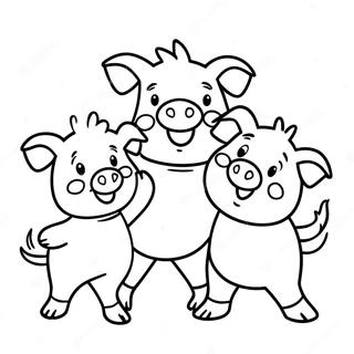 Happy Three Little Pigs Coloring Page | Three Little Pigs coloring page