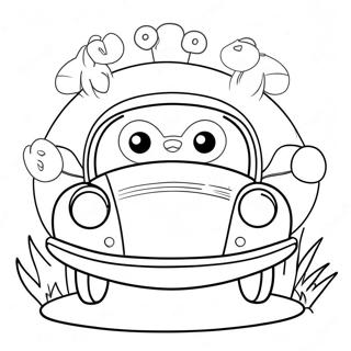 Cute Bumblebee Car with Flowers Coloring Page | Bumblebee Car coloring page