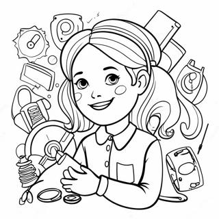Ada Twist with Her Inventions Coloring Page | Ada Twist coloring page