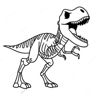 T-Rex Skeleton Roaring Coloring Page | Dinosaur Skeleton coloring page