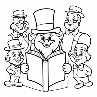 Colorful Read Across America Characters Coloring Page | Read Across America coloring page