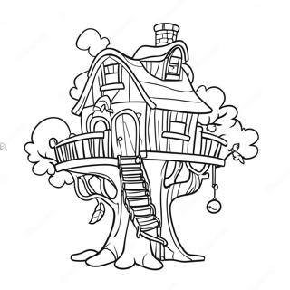 Whimsical Magic Treehouse Coloring Page | Magic Treehouses coloring page