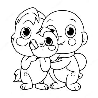 Cute Douma with Friends Coloring Page | Douma coloring page