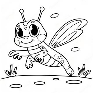 Happy Grasshopper Jumping Coloring Page | Grasshopper coloring page