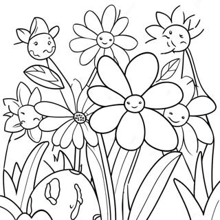 Colorful Flower Garden Coloring Page | Gardening coloring page