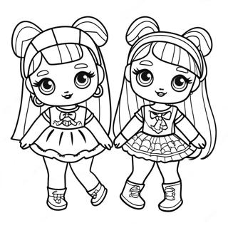 LOL OMG Dolls in Fun Outfits Coloring Page | LOL OMG coloring page