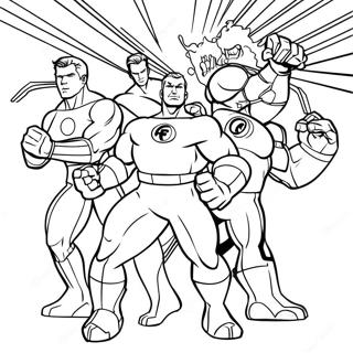 Fantastic Four Team Coloring Page | Fantastic Four coloring page