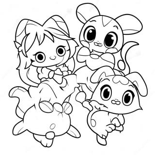 Söta Tokyo Mew Mew karaktärer färgläggningssida | Tokyo Mew Mew målarbild