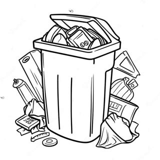 Colorful Recycling Bin Coloring Page | Reduce Reuse Recycle coloring page