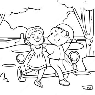 Archie and Betty in a Fun Scene Coloring Page | Riverdale coloring page