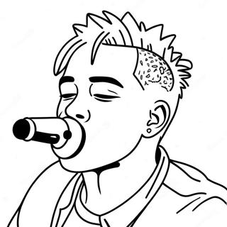 XXXTentacion Performing on Stage Coloring Page | XXXTentacion coloring page