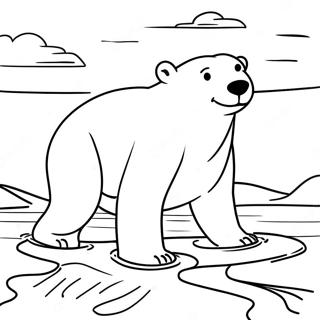 Abenteuerlicher Eisbär beim Schwimmen Ausmalbild | Eisbär Was Hörst Du Ausmalbild