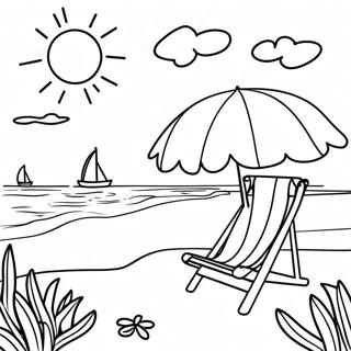 Spring Break Beach Scene Coloring Page | Spring Break coloring page