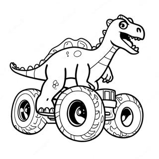 Dinosaur Monster Truck Racing Coloring Page | Dinosaur Monster Truck coloring page