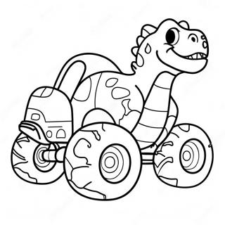 Dinosaur Monster Truck Adventure Coloring Page | Dinosaur Monster Truck coloring page
