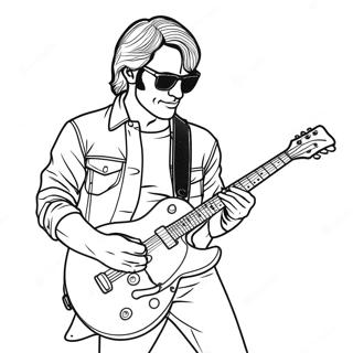 Rock n Roll Guitarist Coloring Page | Rock n Roll coloring page