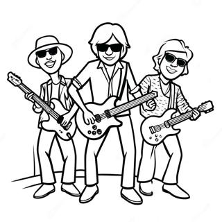 Rock n Roll Band on Stage Coloring Page | Rock n Roll coloring page