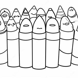 Colorful Crayons in a Box Coloring Page | Crayons coloring page