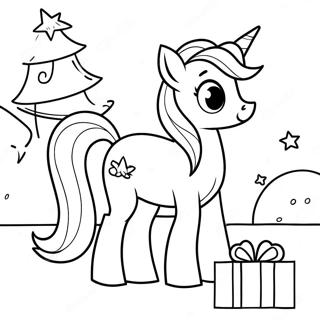 Festlig My Little Pony helgscen målarbok | Min Lilla Pony Jul målarbild