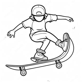 Thrasher Skateboarder Performing Tricks Coloring Page | Thrasher Skateboard coloring page