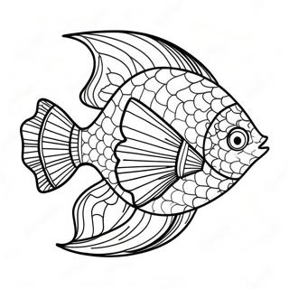 Colorful Tropical Fish Coloring Page | Realistic Fish for Adults coloring page