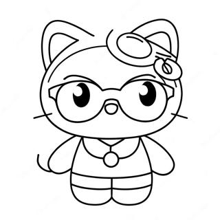Cute Hello Kitty in Sunglasses Coloring Page | Summer Hello Kitty coloring page