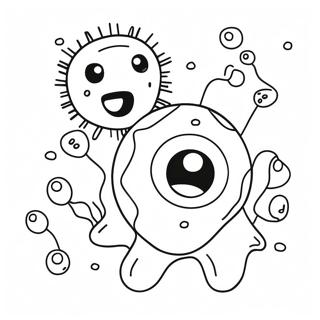 Cute Cartoon Bacteria Coloring Page | Bacteria coloring page