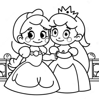 Cute Mario and Princess Peach Coloring Page | Mario Valentines coloring page