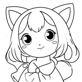 Cute Anime Girl with Cat Ears Coloring Page | Anime Girl coloring page