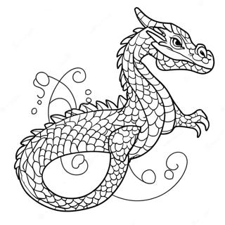 Majestätisk Vattendrake Simmande Färgläggningssida | Vattendrake Realistisk drake målarbild