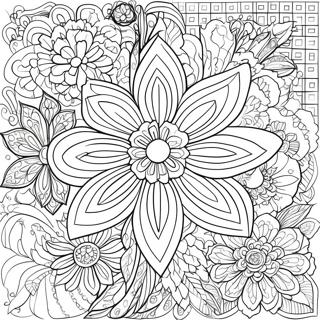 Intricate Hard Flower Coloring Page | Hard Flower coloring page