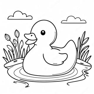 Rubber Duck Floating in a Pond Coloring Page | Rubber Duck coloring page