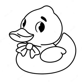 Cute Rubber Duck with a Bowtie Coloring Page | Rubber Duck coloring page