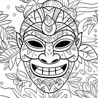 Tropical Tiki Mask Coloring Page | Tiki coloring page