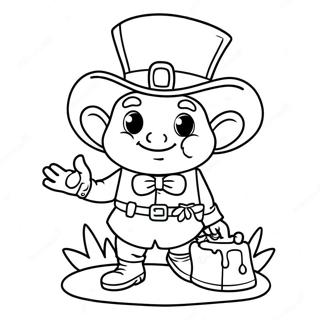 Cute Leprechaun with Gold Coloring Page | St Patrick coloring page