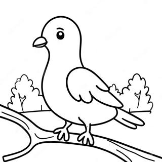 Cute Pigeon Sitting on a Branch Coloring Page | Pigeon coloring page