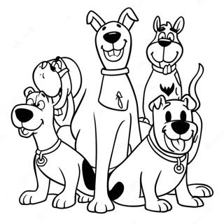 Chill Scooby Doo with Friends Coloring Page | Stoner Scooby Doo coloring page