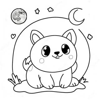 Cute Animals Under the Moon Coloring Page | Over the Moon coloring page