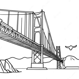 Golden Gate Bridge at Sunset Coloring Page | Golden Gate Bridge coloring page
