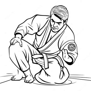 Jiu Jitsu Fighter in Action Coloring Page | Jiu Jitsu coloring page