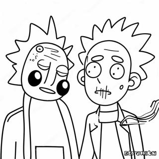 Stoner Rick och Morty Trippy Målarbok | Stoner Rick och Morty Trippy målarbild