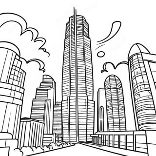 Futuristic Skyscraper Coloring Page | Architecture coloring page