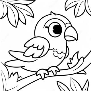 Colorful Parrot in the Rainforest Coloring Page | Rainforest Animals coloring page