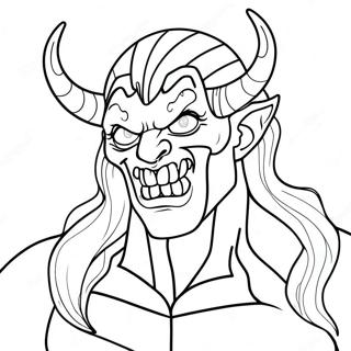 Demon Coloring Page for Adults | Demon for Adults coloring page
