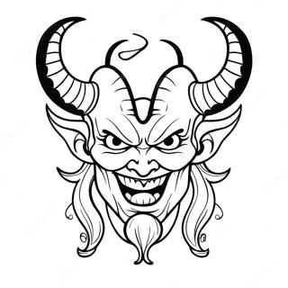 Sinister Demon with Horns Coloring Page | Demon for Adults coloring page